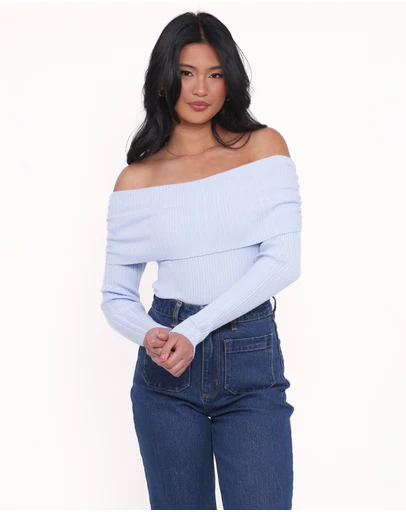Petal & Pup - Junia Tie Back Knit Top - Pale Blue