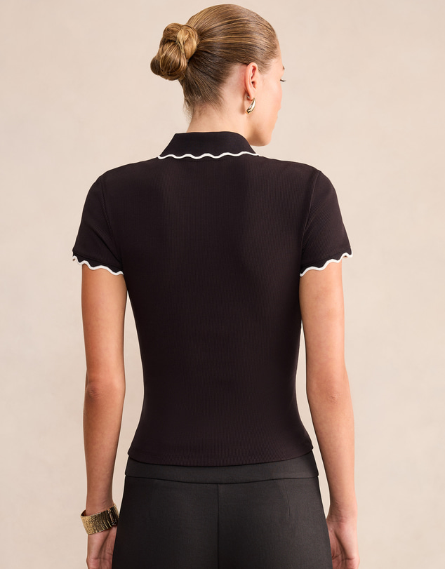 Forever New - Sarah Scallop Trim Polo Top