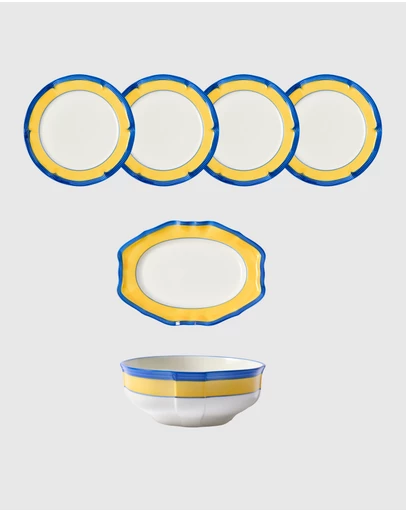 In The Roundhouse - Yellow & Blue Soft Scallop Dining Set