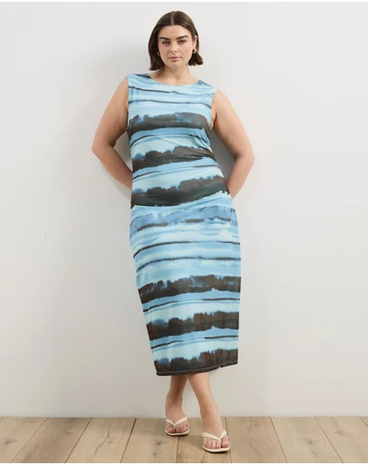 Atmos&Here Curvy - Lyra Mesh Gathered Midi Dress