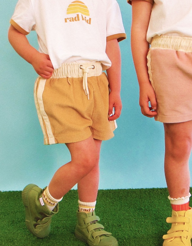 Banabae - Side Stripe Kids Cord Shorts - Camel