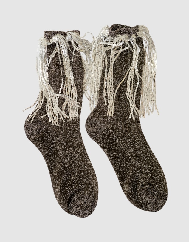 High Heel Jungle - Stevie Metallic Lurex Socks With Glitter Fringe