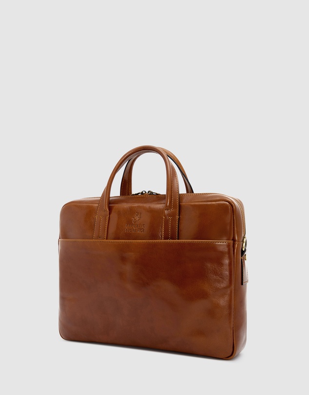 Republic of Florence - The Tokyo Tan Leather Laptop Briefcase