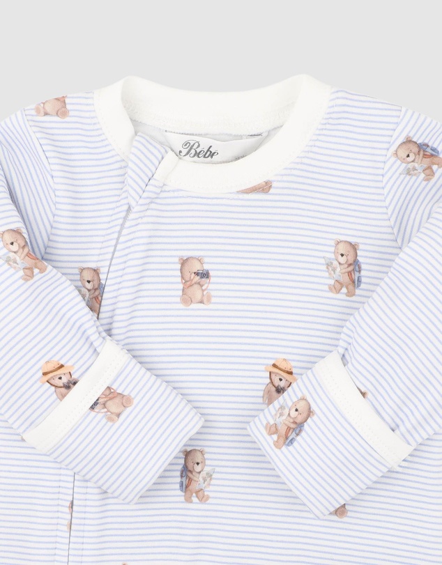 Bebe by Minihaha - Brady Stripe Organic LS Zipsuit - Babies