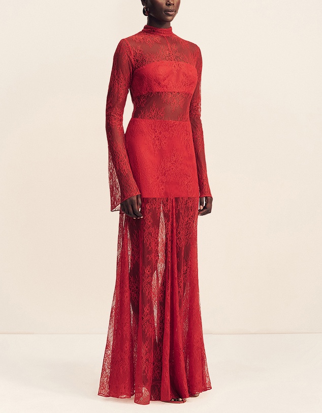 Shona Joy - Labyrinth Lace High Neck Maxi Dress