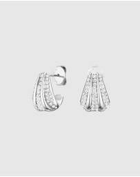 Rosefield - Pave Striped Silver Studs and Necklace Set