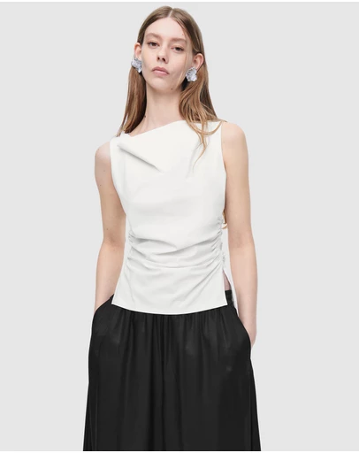 COS - Cowl-Neck Gathered Sleeveless Top