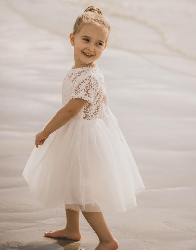 Bebe by Minihaha - Lace Bodice with Back Bow Dress - Babies