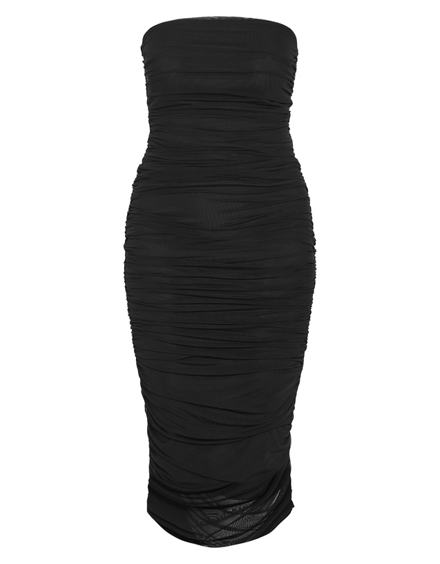 City Chic - Plus size Halo Strapless Ruched Dress - black