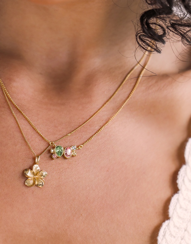 Elli Jewelry - Necklace Crystal 925 Sterling Silver Gold-Plated