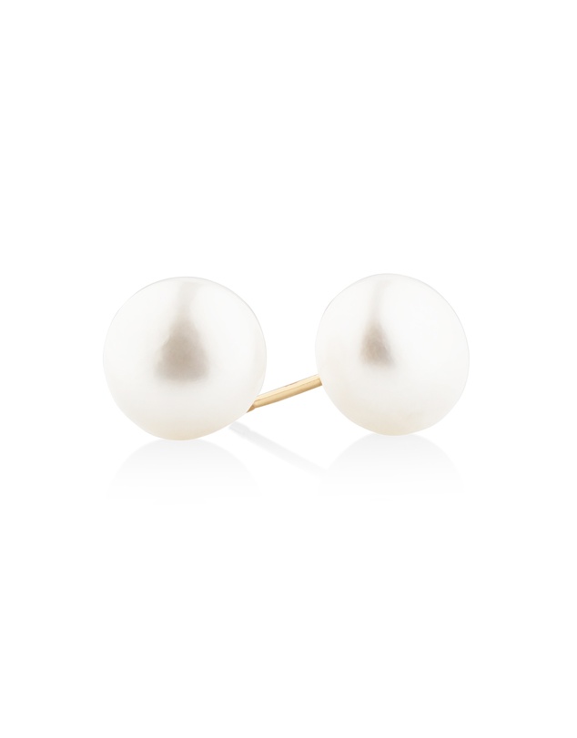 Michael Hill - Stud Earrings with 9mm Button Cultured Freshwater Pearl in 10kt Yellow Gold