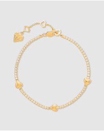 Wanderlust + Co - Heart Pave 14K Gold Vermeil Petite Tennis Bracelet