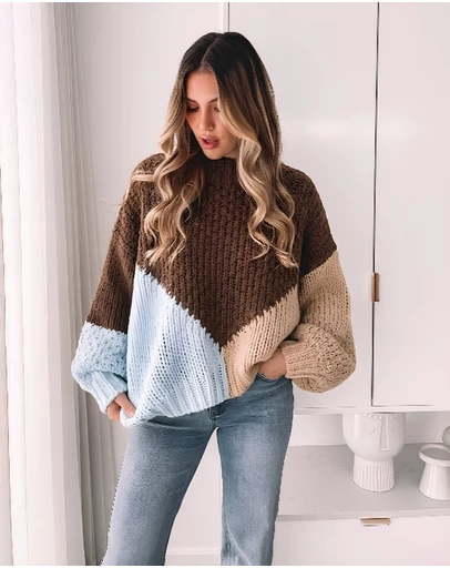 Esther & Co - Maxence Knit - Choc Multi