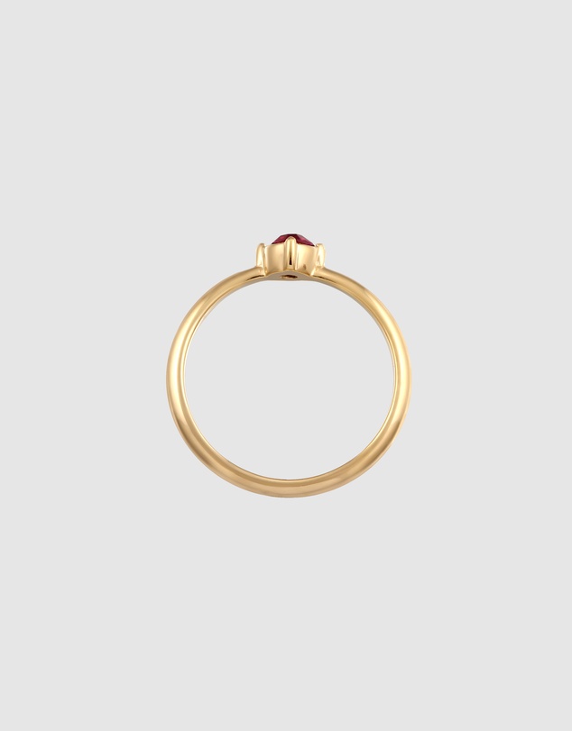 Elli Jewelry - Fuchsia Crystal Solitaire Ring in Gold-Plated 925 Silver