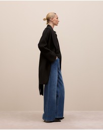 Trenery - Double Faced Wool Wrap Coat in Black