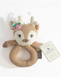Living Textiles - Knitted Ring Rattle - Ava the Fawn