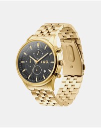 Jag - Albany Mens Black Dial 45mm Gold Watch