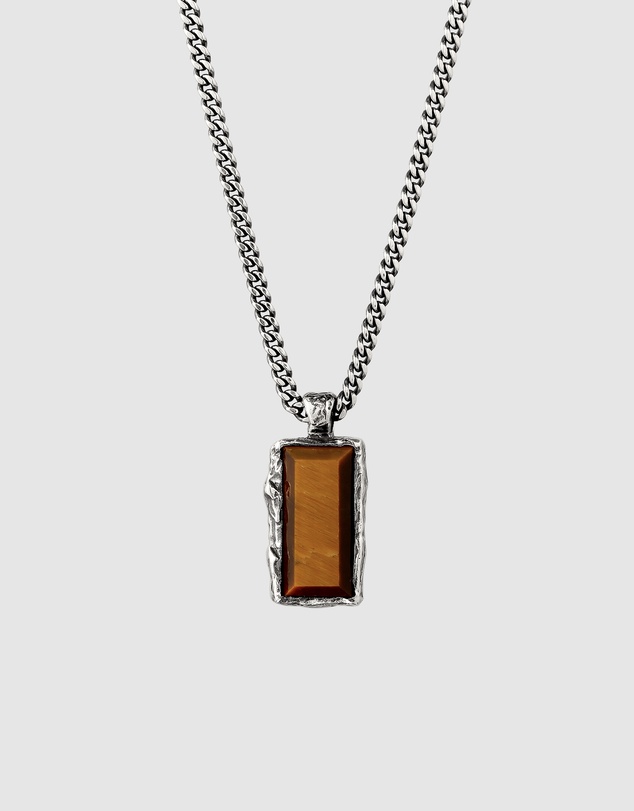 Haze & Glory - ICONIC EXCLUSIVE - Necklace Men Tigers Eye Rectangle 925 Sterling Silver