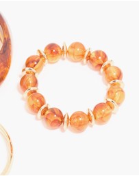 Lovisa - Gold & Brown Acrylic Brown Bangles 3-Pack
