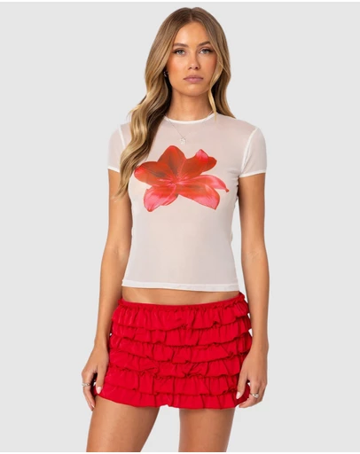EDIKTED - Aloha Sheer Mesh T Shirt