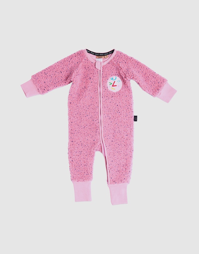 Kip&Co - Sprinkle Sherpa Long Sleeve Zip Romper - Babies