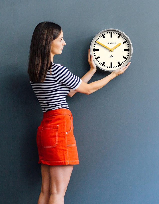 Newgate - Newgate Luggage Wall Clock Galvanised Yellow Hands