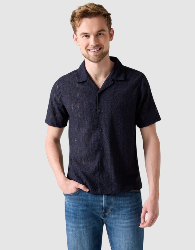 GUESS - Short Sleeve Crochet Resort Shirt