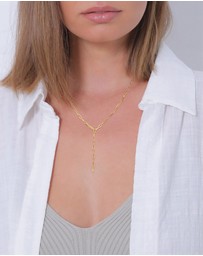Elli Jewelry - Necklace Y-chain Links Oval Coarse Timeless in 925 sterling silver Gold Plated