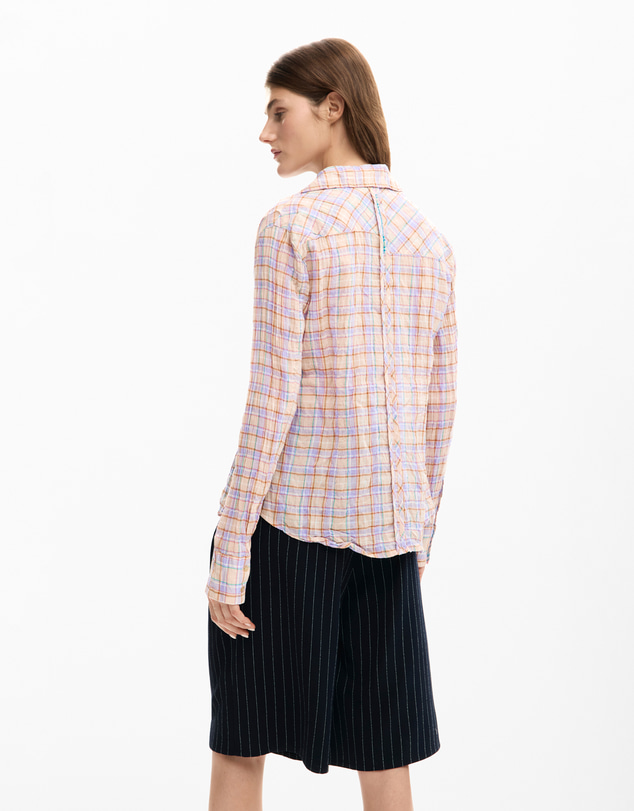 Desigual - Ruched checkered shirt
