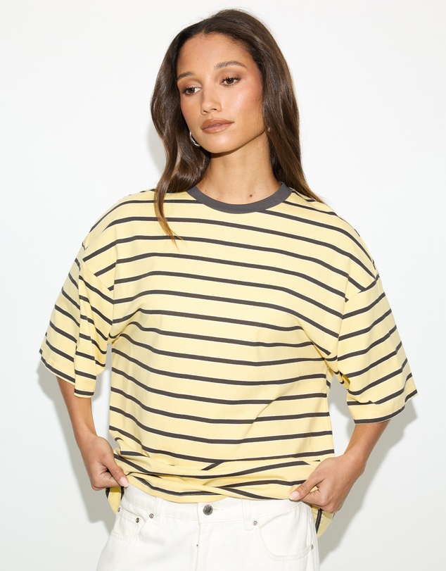 Dazie - Nostalgia Stripe Oversized Boyfriend Tee