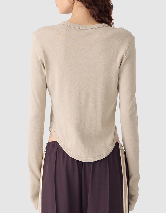 Bassike - Scoop Hem Placket T-Shirt