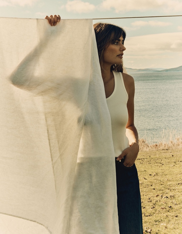 Country Road - Skye Linen Queen Flat Sheet