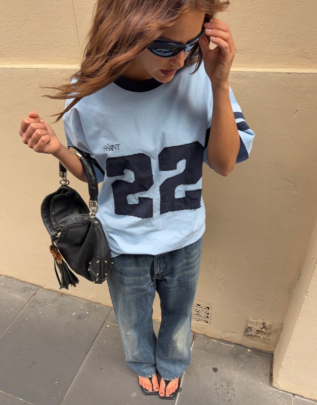 SSAINT - 22 Motion Tee - Powder Blue and Navy