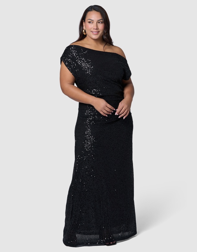 Pink Dusk by Curve Project - Platinum Nights Sequin Maxi Dress
