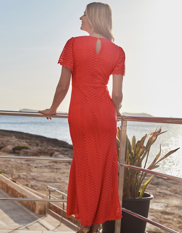 Sosandar - Chevron Lace Fit & Flare Dress