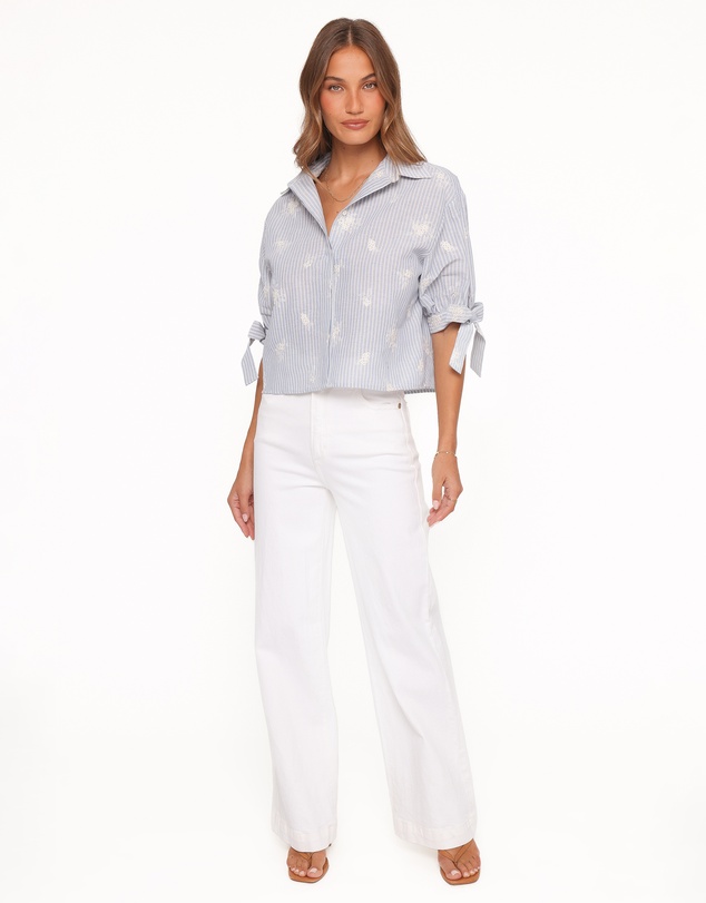 Petal & Pup - Floriana Tie Sleeve Shirt - Blue Stripe
