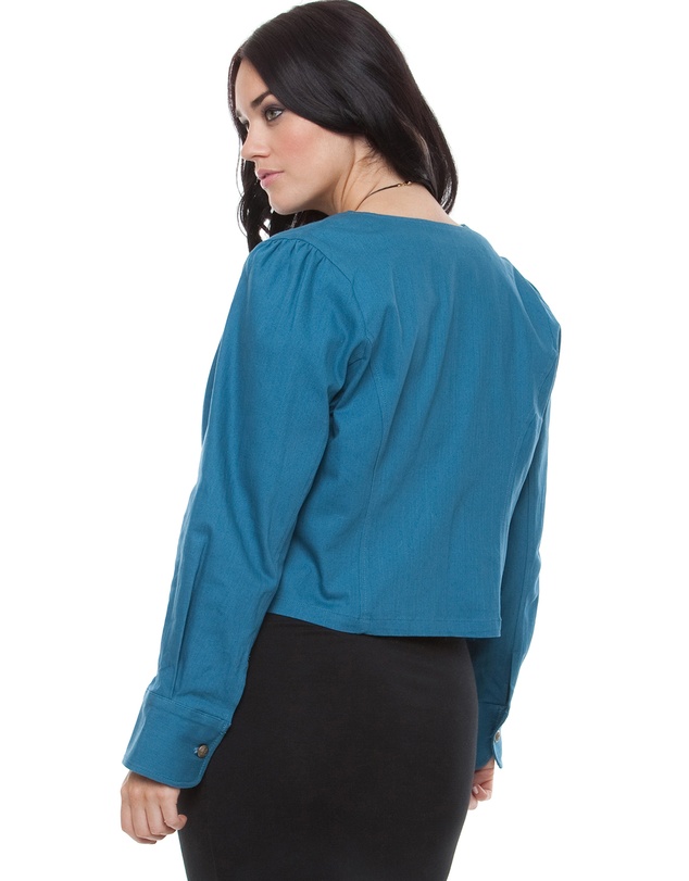 17 Sundays - Metallic Sequin Trim Denim Jacket