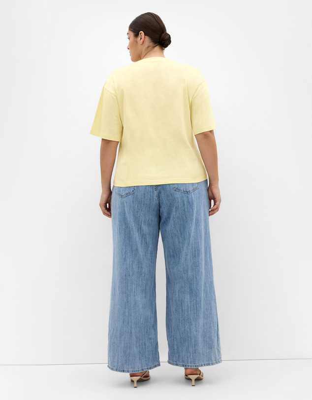 City Chic - Plus size Oversized Crew Neck Tee - lemon drop