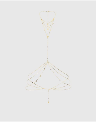 GUESS - Gold-Tone Hashtag Guess Body Chain