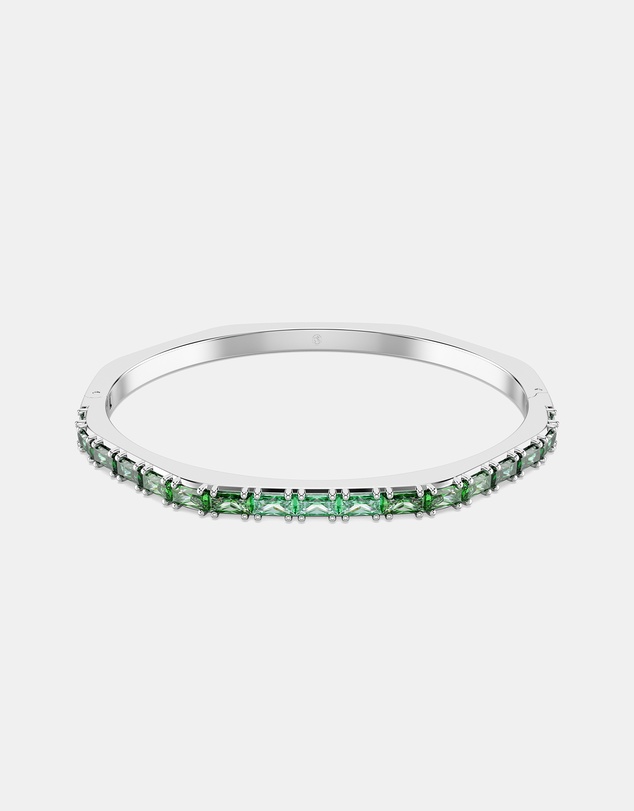 Swarovski - Matrix Bangle, Baguette Cut, Octagon Shape, Green, Rhodium-Plated