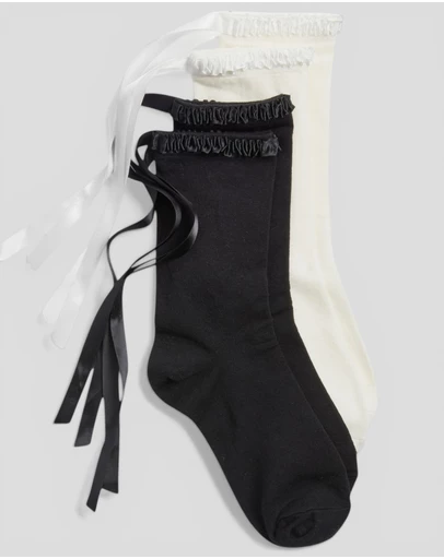 High Heel Jungle - Lara Satin Trim Cotton Socks - 2 Pairs