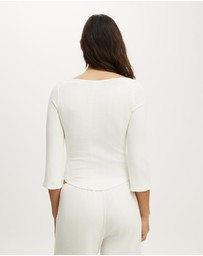 Cotton On Body - Dreamy Soft Pointelle 3/4 Long Sleeve Top