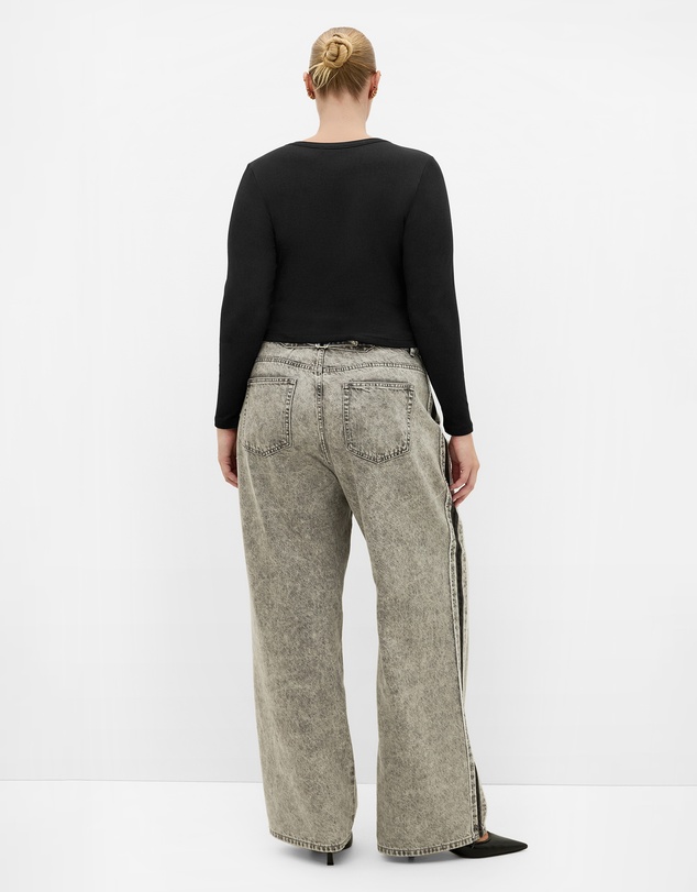City Chic - Plus size Lily Micro Rib Top - black