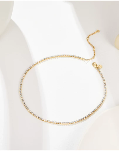 Mestige - Faye Tennis Choker - 18K Gold Plated