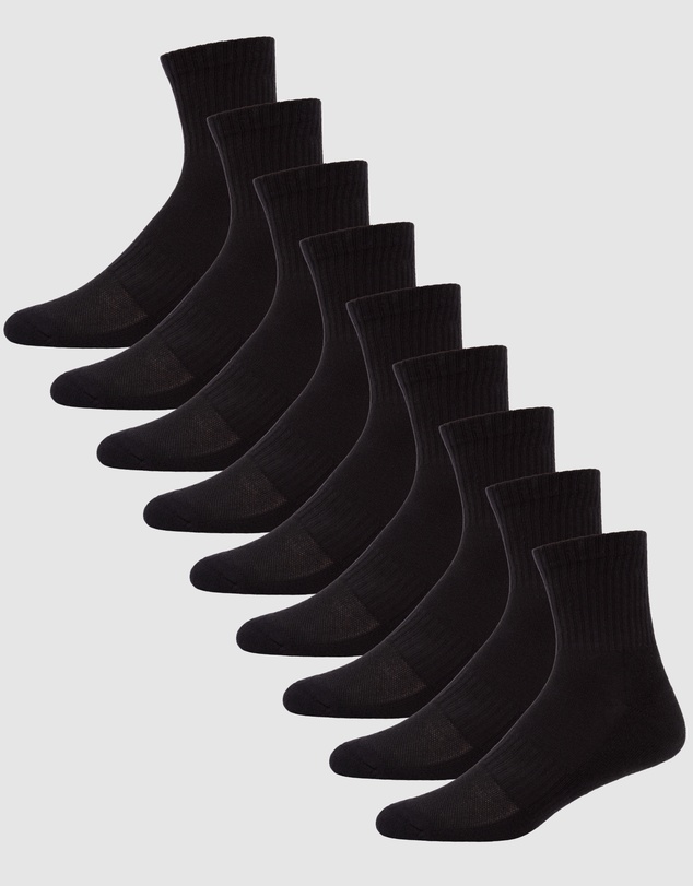 Pussyfoot - 9 Pack Unisex Sport Quarter Crew Socks