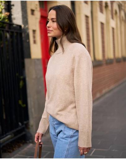 Ceres Life - Alex Oversized Knit Funnel Neck Pullover