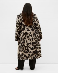 City Chic - Charlotte Leopard Print Melton Coat