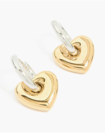 Lovisa - Waterproof Mixed Metal Plated Stainless Steel Small Heart Huggie Earrings