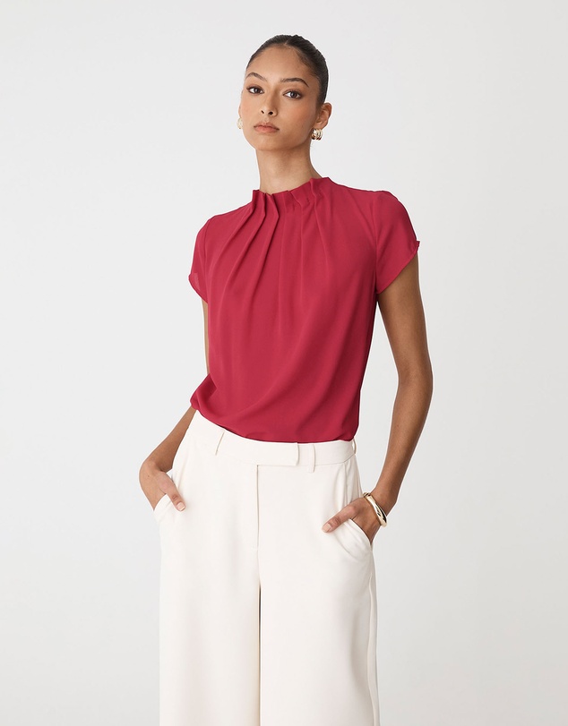 Forcast - Olivia Pleated High Neck Top