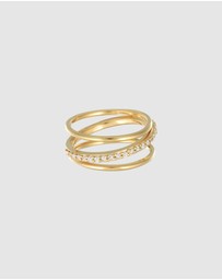 Elli Jewelry - Ring Wrap Zirconia 925 Sterling Silver Gold Plated